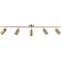 KCO Lighting Modern 5-Lights LED Track Lighting Kit Brushed Brass Kitchen Ceiling Spotlights Light Fixture Mid Century Gold Adjustable Flush Mount Ceiling Spot Light (5 Lights)