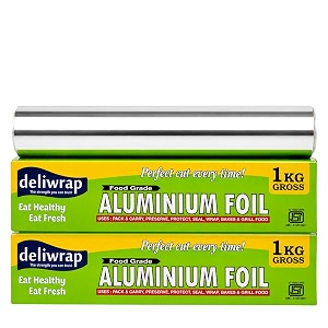 deliwrap aluminium foil 1kg 18 micron  parchment amp wrapping paper  ideal for packing wrapping amp storing food pack of 2