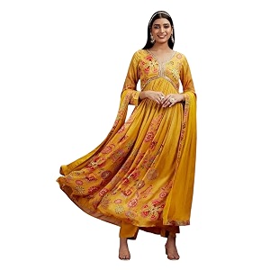 KD Georgette Womens Anarkali Floral Printed Kurta