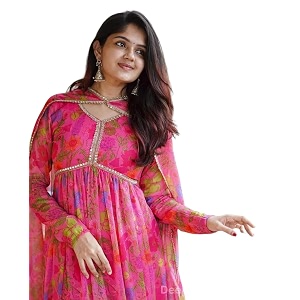 KD Georgette Womens Anarkali Floral Printed Kurta