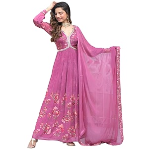 KD Georgette Womens Anarkali Floral Printed Kurta