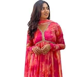 KD Georgette Womens Anarkali Floral Printed Kurta