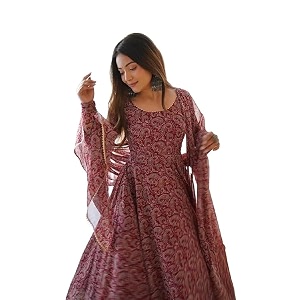 KD Georgette Womens Anarkali Floral Printed Kurta