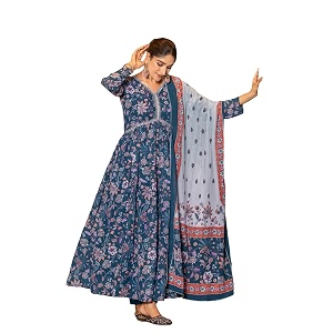 KD Womens Anarkali Floral Printed Kurta Pent