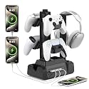 KDD Charging Station for Multiple Devices - 4 Ports Charging Dock with Controller and Headset Stand - 3 USB A & 1 USB C for Cellphone Tablet and Other Electronic - Multi Storage for Gaming Accessories