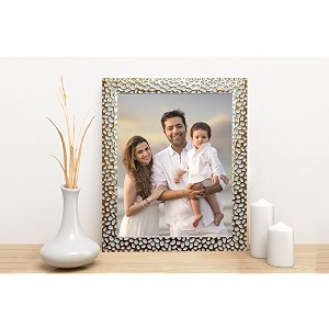 10x10 inch golden-white gol color flexiable glass acrylic amp synthetic wood customized wall hanging modern photo frame for wall decoration