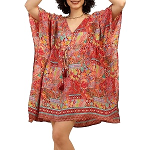 ke kanha exports kaftan dresskafthan dress for womenkaftan kurti for womenbeach wear dress for womenboho beachborder print drawstring tasselprintedeasily fits m to xxlbust32-42in length36in