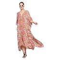 KE KANHA EXPORTS Women Beach Wear Dress Stylish Kaftan Maxi Multicolor Premium Soft |Adjustable Tassel Drawstring|Border Print Boho Cover Up|M-XXL