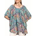 KE KANHA EXPORTS Oversized Tshirt for Woman Border Print Boho Beach Top Soft Silky Premium Feel Fabric Round Neck Loose Fit Long T Shirt Free Size M-XXL (10794)