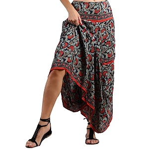 ke kanha exports skirts for womanlong skirt for womanmaxi skirtsoft silky premium feel2 pocketsboho beach border printmulticoloreasily fits s to lwaist 28-46 incheslength 38 inchespack of 1