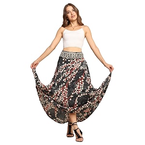 ke kanha exports skirt for womanlong maxi skirt for womanboho beach border printlightweight flowy travel outfitmulticoloreasily fits s to lwaist 28-44 incheslength 38 inches