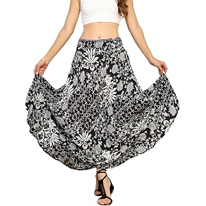 ke kanha exports skirt for womanlong maxi skirt for womanboho beach border printlightweight flowy travel outfitmulticoloreasily fits s to lwaist 28-44 incheslength 38 inches