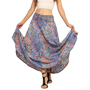 ke kanha exports skirt for womanlong maxi skirt for womanboho beach border printlightweight flowy travel outfitmulticoloreasily fits s to lwaist 28-44 incheslength 38 inches