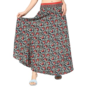 ke kanha exports skirt for womanlong maxi skirt for womanboho beach border printlightweight flowy travel outfitmulticoloreasily fits s to lwaist 28-44 incheslength 38 inches