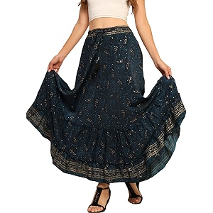 ke kanha exports skirt for womanlong skirt for womanmaxi skirts for womenboho maxi beach border printlightweight flowy summerprintedeasily fits s to lwaist 28 to 46 inch length 38 inch