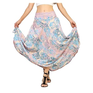 ke kanha exports skirt for womanlong maxi skirt for womanboho beach border printlightweight flowy travel outfitmulticoloreasily fits s to lwaist 28-44 incheslength 38 inches