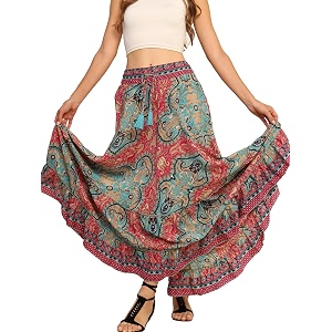 ke kanha exports skirt for womanlong skirt for womanmaxi skirts for womenboho maxi beach border printlightweight flowy summerprintedeasily fits s to lwaist 28 to 46 inch length 38 inch