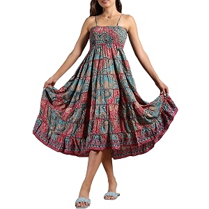 ke kanha exports convertible skirt dress for womensummer skirt dress beach wearboho border print flared designmulticoloreasily fits s-m-lbust 24-48 inches length 38 inchesboho beach