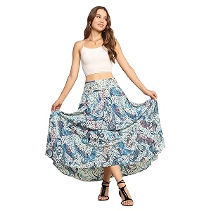 ke kanha exports skirt for womanlong maxi skirt for womanboho beach border printlightweight flowy travel outfitmulticoloreasily fits s to lwaist 28-44 incheslength 38 inches