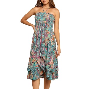 ke kanha exports convertible dressboho dress for womenbeach wear border print 3 way tube halter skirt stylemulticoloreasily fits s-m-lbust 28-46 inches length 18 inches