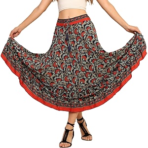 ke kanha exports skirt for womanlong skirt for womanmaxi skirts for womenboho maxi beach border printlightweight flowy summerprintedeasily fits s to lwaist 28 to 46 inch length 38 inch