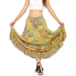 ke kanha exports skirt for womanlong skirt for womanmaxi skirts for womenboho maxi beach border printlightweight flowy summerprintedeasily fits s to lwaist 28 to 46 inch length 38 inch