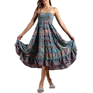 ke kanha exports convertible skirt dress for womensummer skirt dress beach wearboho border print flared designmulticoloreasily fits s-m-lbust 24-48 inches length 38 inchesboho beach