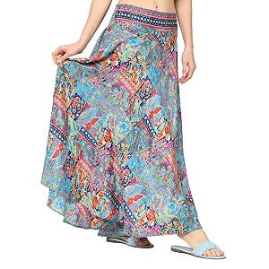 ke kanha exports skirt for womanlong maxi skirt for womanboho beach border printlightweight flowy travel outfiteasily fits s to lwaist 28-44 incheslength 38 inches free scrunchie included