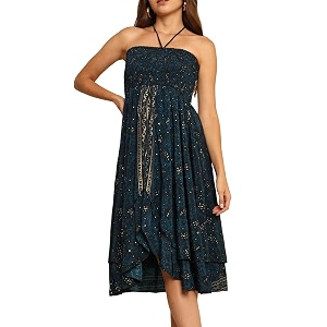 ke kanha exports convertible dressboho dress for womenbeach wear border print 3 way tube halter skirt stylemulticoloreasily fits s-m-lbust 28-46 inches length 18 inches