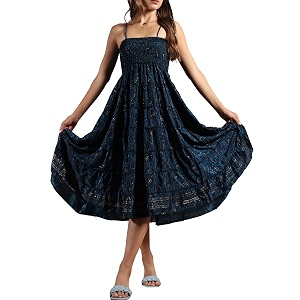 ke kanha exports convertible skirt dress for womensummer skirt dress beach wearboho border print flared designmulticoloreasily fits s-m-lbust 24-48 inches length 38 inchesboho beach