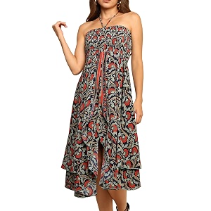 ke kanha exports convertible dressboho dress for womenbeach wear border print 3 way tube halter skirt stylemulticoloreasily fits s-m-lbust 28-46 inches length 18 inches