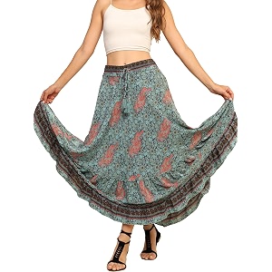 ke kanha exports skirt for womanlong skirt for womanmaxi skirts for womenboho maxi beach border printlightweight flowy summerprintedeasily fits s to lwaist 28 to 46 inch length 38 inch