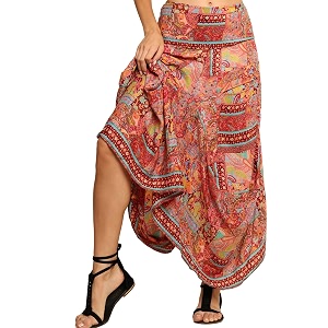 ke kanha exports skirts for womanlong skirt for womanmaxi skirtsoft silky premium feel2 pocketsboho beach border printmulticoloreasily fits s to lwaist 28-46 incheslength 38 inchespack of 1