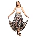KE KANHA EXPORTS Skirt for Woman|Long Maxi Skirt for Woman|Boho Beach Border Print|Lightweight Flowy Travel Outfit|Multicolor|Easily fits S to L|Waist 28-44 inches|Length 38 inches