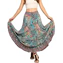 KE KANHA EXPORTS Skirt for Woman|Long Skirt for Woman|Maxi Skirts for Women|Boho Maxi Beach Border Print|Lightweight Flowy Summer|Printed|Easily fits S to L|Waist 28 to 46 inch Length 38 inch