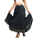 KE KANHA EXPORTS Skirt for Woman|Long Skirt for Woman|Maxi Skirts for Women|Boho Maxi Beach Border Print|Lightweight Flowy Summer|Printed|Easily fits S to L|Waist 28 to 46 inch Length 38 inch