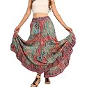 KE KANHA EXPORTS Skirt for Woman|Long Skirt for Woman|Maxi Skirts for Women|Boho Maxi Beach Border Print|Lightweight Flowy Summer|Printed|Easily fits S to L|Waist 28 to 46 inch Length 38 inch
