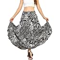 KE KANHA EXPORTS Skirt for Woman|Long Maxi Skirt for Woman|Boho Beach Border Print|Lightweight Flowy Travel Outfit|Multicolor|Easily fits S to L|Waist 28-44 inches|Length 38 inches
