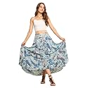 KE KANHA EXPORTS Skirt for Woman|Long Maxi Skirt for Woman|Boho Beach Border Print|Lightweight Flowy Travel Outfit|Multicolor|Easily fits S to L|Waist 28-44 inches|Length 38 inches