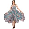 KE KANHA EXPORTS Convertible Dress-to-Skirt|Skirt for Woman|Beach wear Dress for Women|Long Skirt for Woman|Bloom Hem Tassel tie|Boho Beach Border|Multicolor|Easily fits S-M-L|Bust24-46in|Length38in