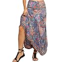 KE KANHA EXPORTS Skirts for Woman|Long Skirt for Woman|Maxi Skirt|Soft Silky Premium Feel|2 Pockets|Boho Beach Border Print|Multicolor|Easily fits S to L|Waist 28-46 inches|Length 38 inches|Pack of 1
