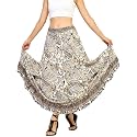 KE KANHA EXPORTS Skirt for Woman|Long Skirt for Woman|Maxi Skirts for Women|Boho Maxi Beach Border Print|Lightweight Flowy Summer|Printed|Easily fits S to L|Waist 28 to 46 inch Length 38 inch