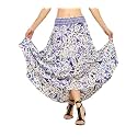 KE KANHA EXPORTS Skirt for Woman|Long Maxi Skirt for Woman|Boho Beach Border Print|Lightweight Flowy Travel Outfit|Multicolor|Easily fits S to L|Waist 28-44 inches|Length 38 inches