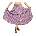 KE KANHA EXPORTS Skirt for Woman|Long Maxi Skirt for Woman|Boho Beach Border Print|Lightweight Flowy Travel Outfit|Multicolor|Easily fits S to L|Waist 28-44 inches|Length 38 inches