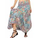 KE KANHA EXPORTS Skirts for Woman|Long Skirt for Woman|Maxi Skirt|Soft Silky Premium Feel|2 Pockets|Boho Beach Border Print|Multicolor|Easily fits S to L|Waist 28-46 inches|Length 38 inches|Pack of 1