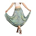 KE KANHA EXPORTS Skirt for Woman|Long Maxi Skirt for Woman|Boho Beach Border Print|Lightweight Flowy Travel Outfit|Multicolor|Easily fits S to L|Waist 28-44 inches|Length 38 inches