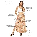 KE KANHA EXPORTS Skirt for Woman|Long Maxi Skirt for Woman|Boho Beach Border Print|Lightweight Flowy Travel Outfit|Multicolor|Easily fits S to L|Waist 28-44 inches|Length 38 inches