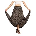 KE KANHA EXPORTS Skirt for Woman|Long Maxi Skirt for Woman|Boho Beach Border Print|Lightweight Flowy Travel Outfit|Multicolor|Easily fits S to L|Waist 28-44 inches|Length 38 inches