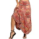KE KANHA EXPORTS Skirts for Woman|Long Skirt for Woman|Maxi Skirt|Soft Silky Premium Feel|2 Pockets|Boho Beach Border Print|Multicolor|Easily fits S to L|Waist 28-46 inches|Length 38 inches|Pack of 1