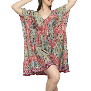 ke kanha exports kaftan dresskafthankaftan kurti for womenbeach wear dress for womenboho beachborder print drawstring tasselprintedeasily fits m to xxlbust32-42in length36in